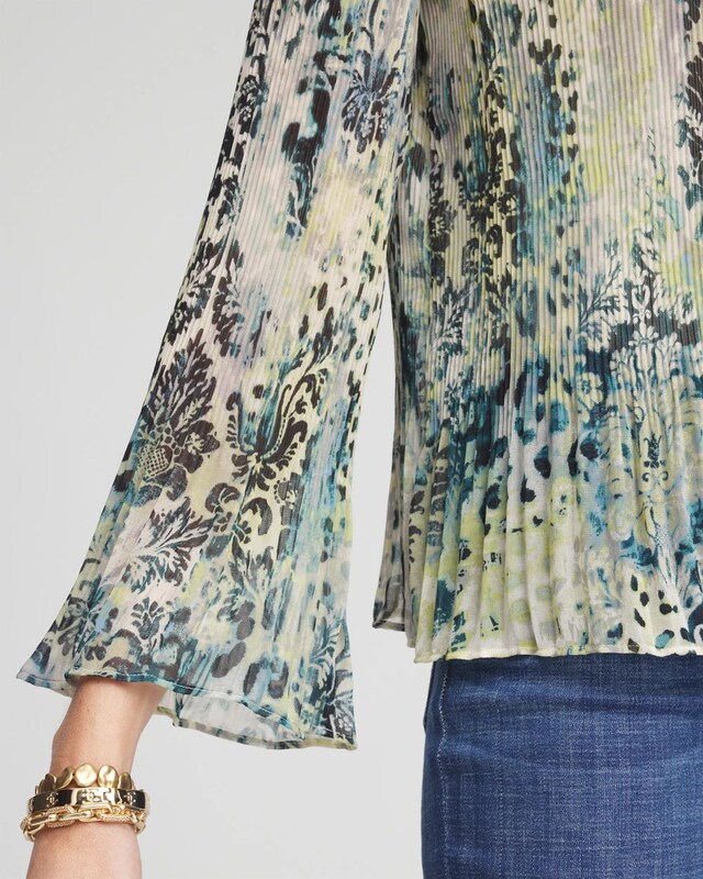 Animal Print Pleated Blouse - image 4
